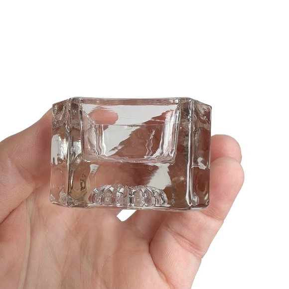 Lot of 2 Vintage Clear Glass Open Salt Cellars Wood Log & Rectangle Tub - Picture 11 of 15